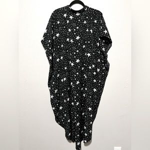 Women Stylish Beach Shirt Dress Loose Button Up, Cover Up, Star Print